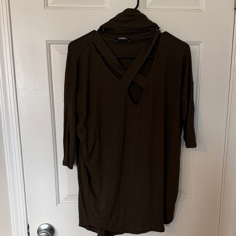 Express Dark Brown Knit Top